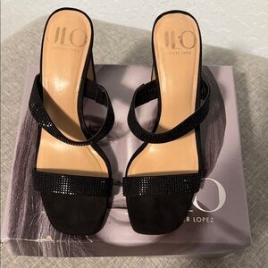 Jennifer Lopez Black Strappy Heels